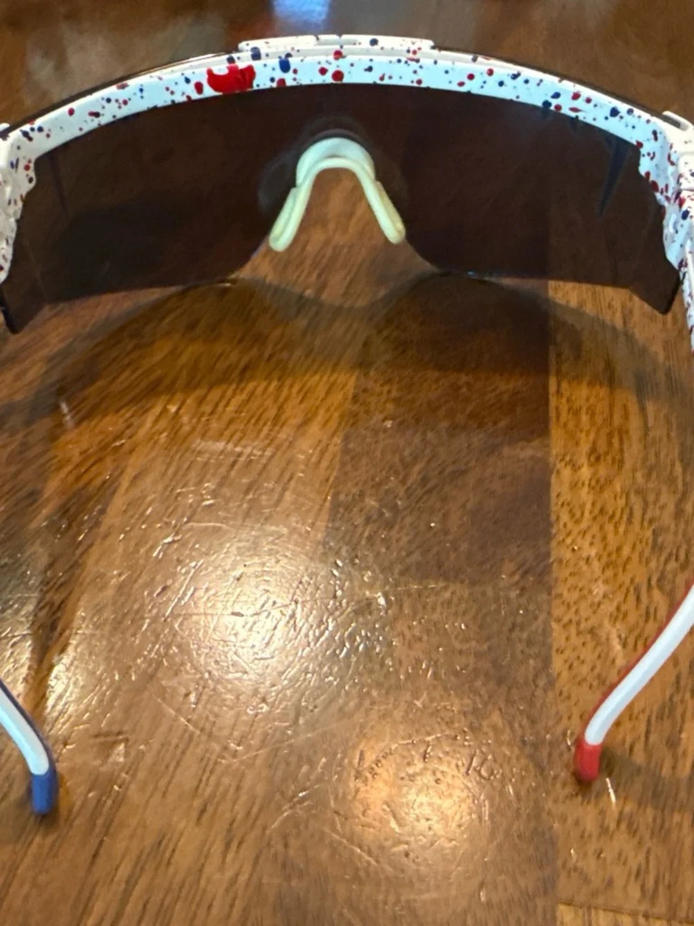 Pit Viper Sunglasses White Splatter with Red & Blue Accents